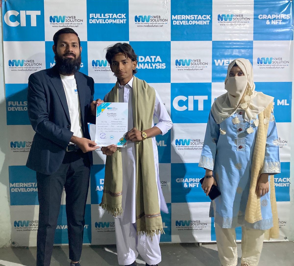 A proud certification ceremony led by Muhammad Bilal Shamshad, CEO of Nweb Solution, recognizing the dedication and achievements of students who successfully completed their professional training programs. At Nweb Solution, we believe in empowering learne